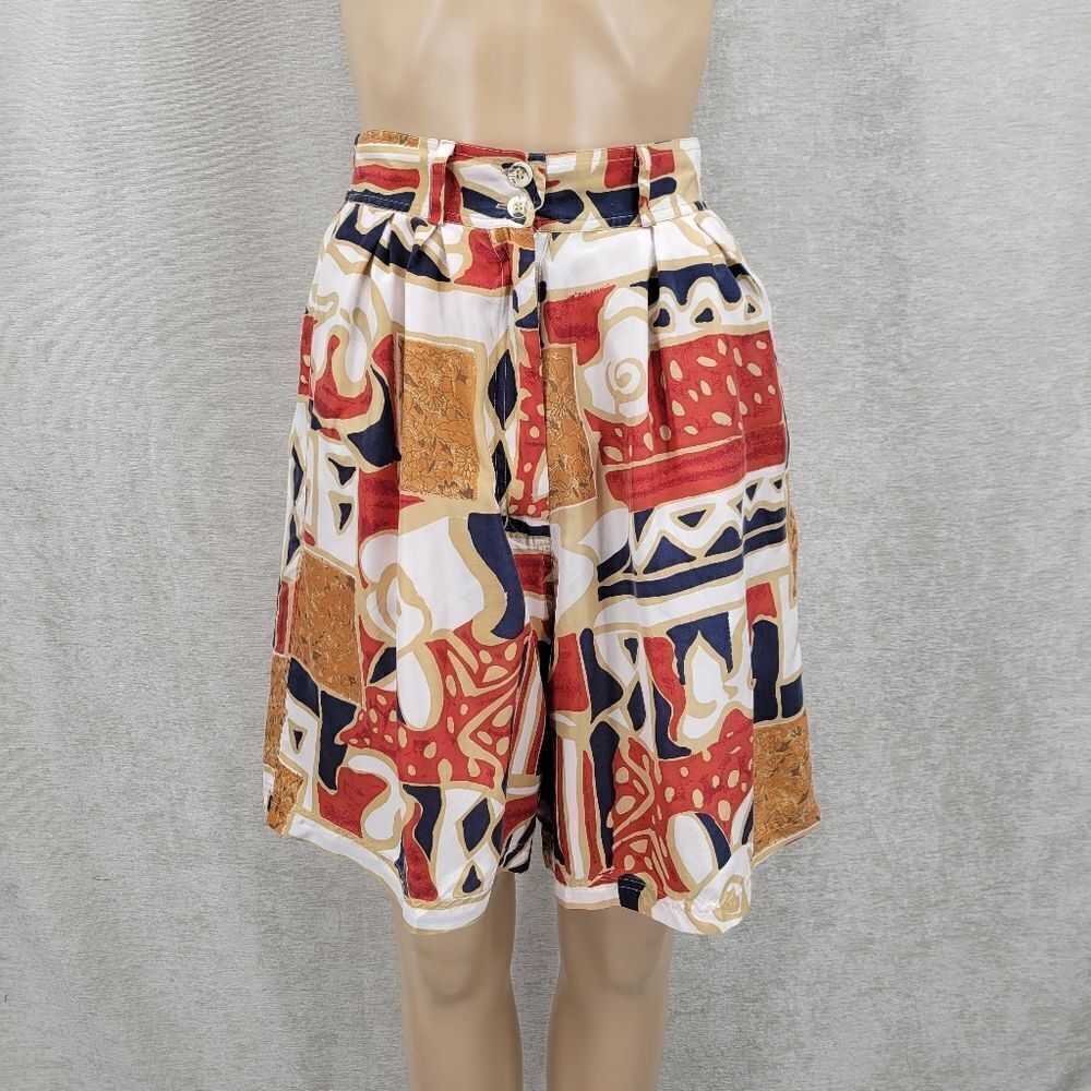 Marnie West Silk Vintage Boho Tribal Tropical Boho Patterned Shorts Women's